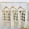 Korean Instagram autumn retro V-neck embroidered flower shirt for women, with loose and versatile puffed sleeves, is a trendy long-sleeved blouse Specification image